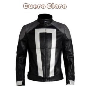 Men’s Black & White Biker Leather Jacket