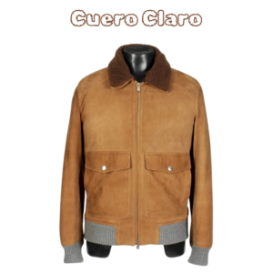 Men’s Tan Suede Bomber Jacket with Shearling Collar & Ribbed Hem – Vintage Style