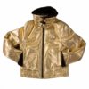 CUEROCLARO gold bomber jacket with faux fur lining unisex