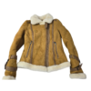 CUEROCLARO luxury shearling aviator jacket tan suede fur lining
