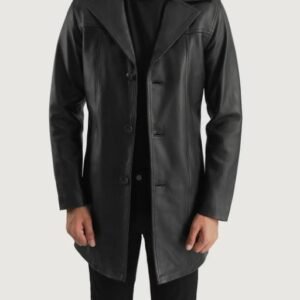 Obsidian Edge Leather Long line Jacket - Trench